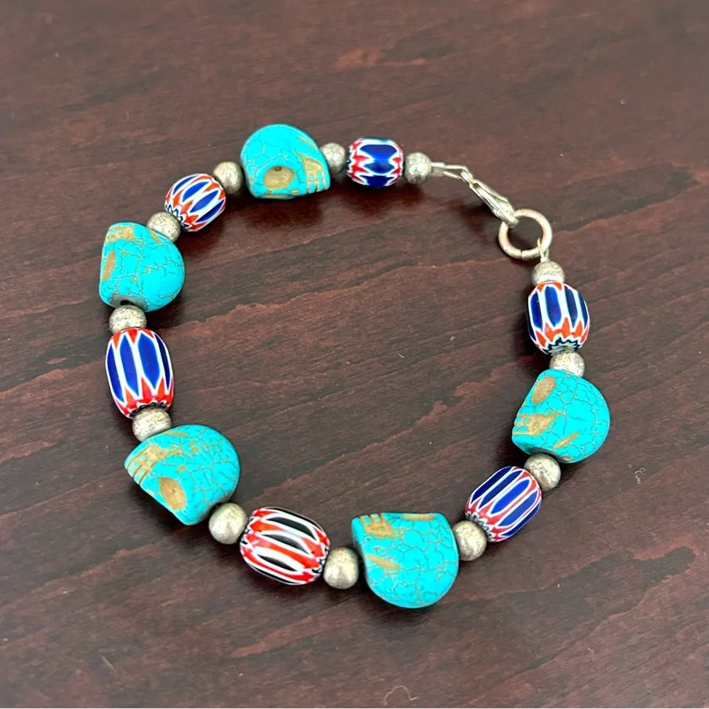 Turquoise Skull Bracelet - Picture 1 of 1